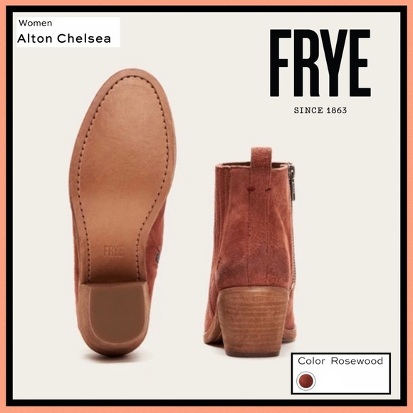 Frye Alton Suede Leather Chelsea Boots Rosewood - Picture 15 of 16